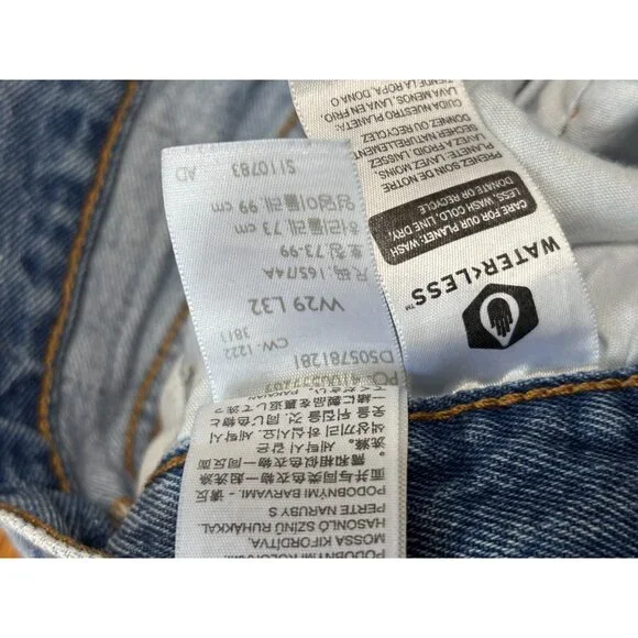 Levi's Womens 501S Skinny Jeans Sz 29 (29x32) Blue Distressed Denim Button Fly - Picture 6 of 9